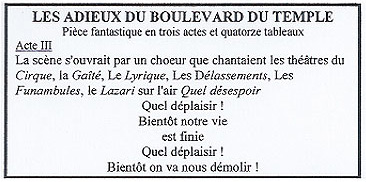 Adieu au boulevard du Temple